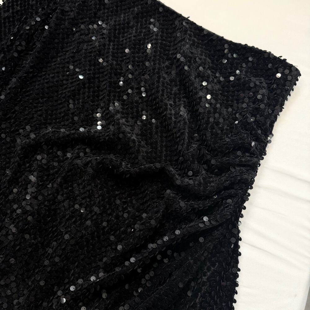 Topshop Black Sequin One Shoulder Dress US 14 NWT Cocktail Party Mini - Picture 7 of 12
